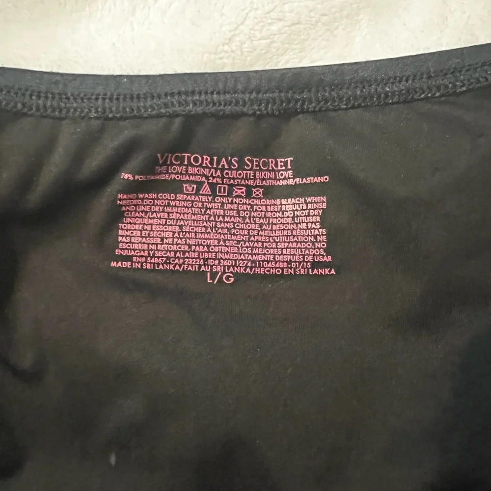 Victory Secret 34dd Large bottom Black Strappy Bikini Set with gold hardware - Picture 8 of 9